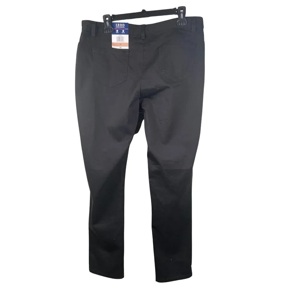 IZOD Pants Youth Size 15 Black Chino Approved Schoolwear Easy Care Pockets NWT